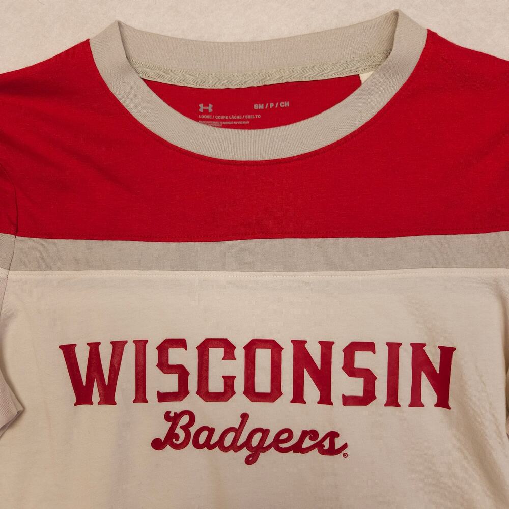 Under Armour Wisconsin Badgers Short Sleeve T Shirt Womens Size Small S Red